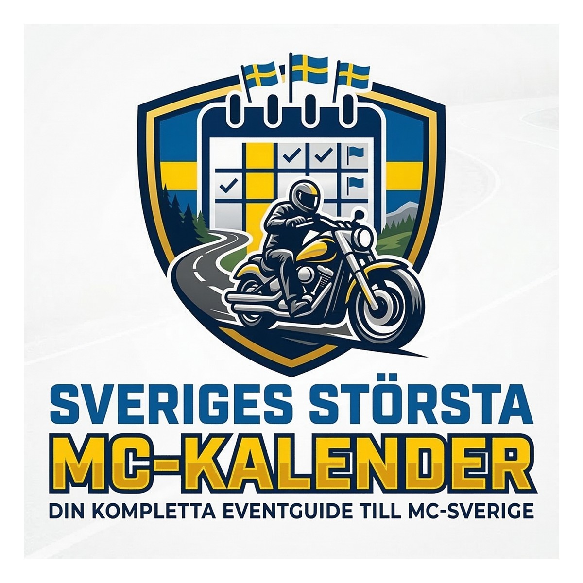 MC Kalender 2026 - Sveriges Största MC-Kalendern med motorcyklist och svensk flagga